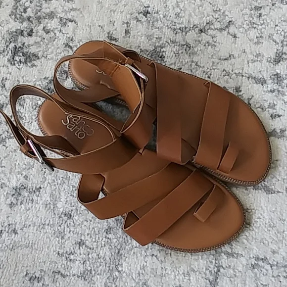 FRANCO SARTO | strappy buckle sandals | faux leather | brown | 8.5 - Picture 2 of 8